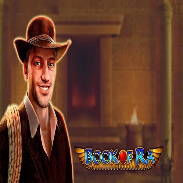 Book of Ra slot logo by Greentube at Robocat Casino